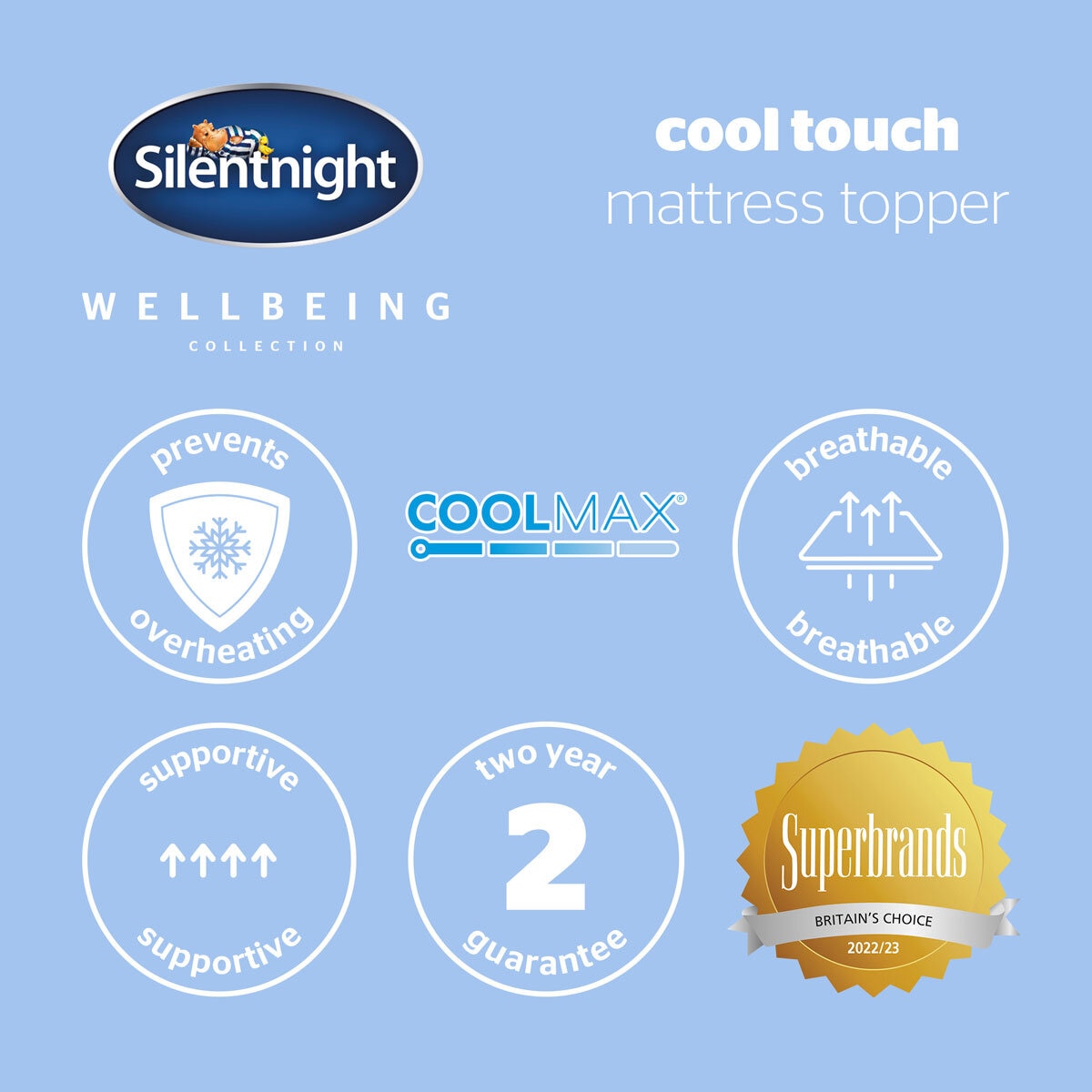 Silentnight Wellbeing Cool Touch Memory Foam Mattress Topper in 3 Sizes