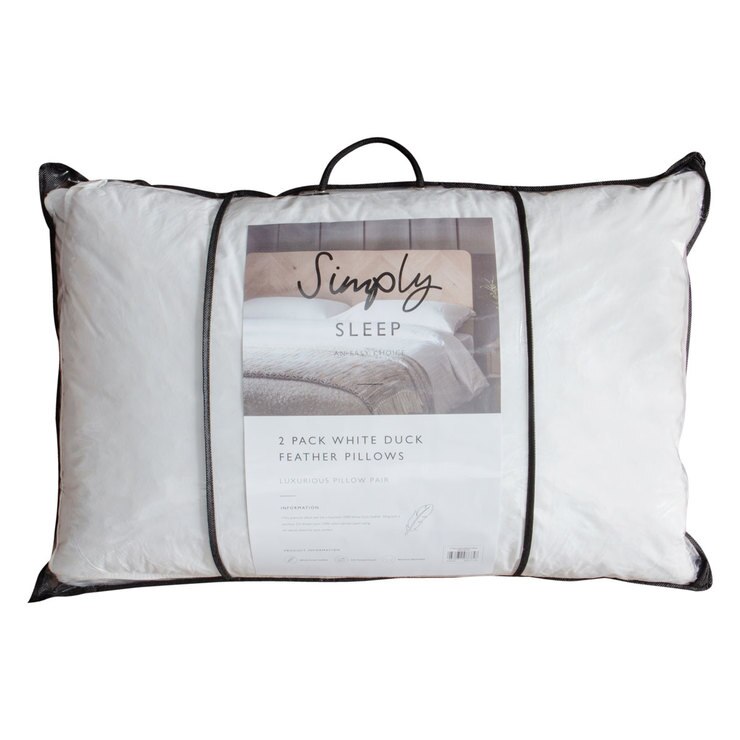 Simply Sleep White Duck Feather Pillow, 2 Pack Costco UK