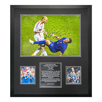 Marco Materazzi Signed Framed 2006 Italy World Cup Photograph