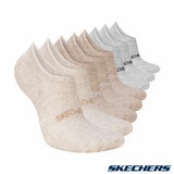 Skechers Ladies No Show Sock 8 Pack in Beige/Grey/Cream