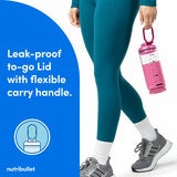 Lifestyle image of leak proof to go lid with flexible carry handle