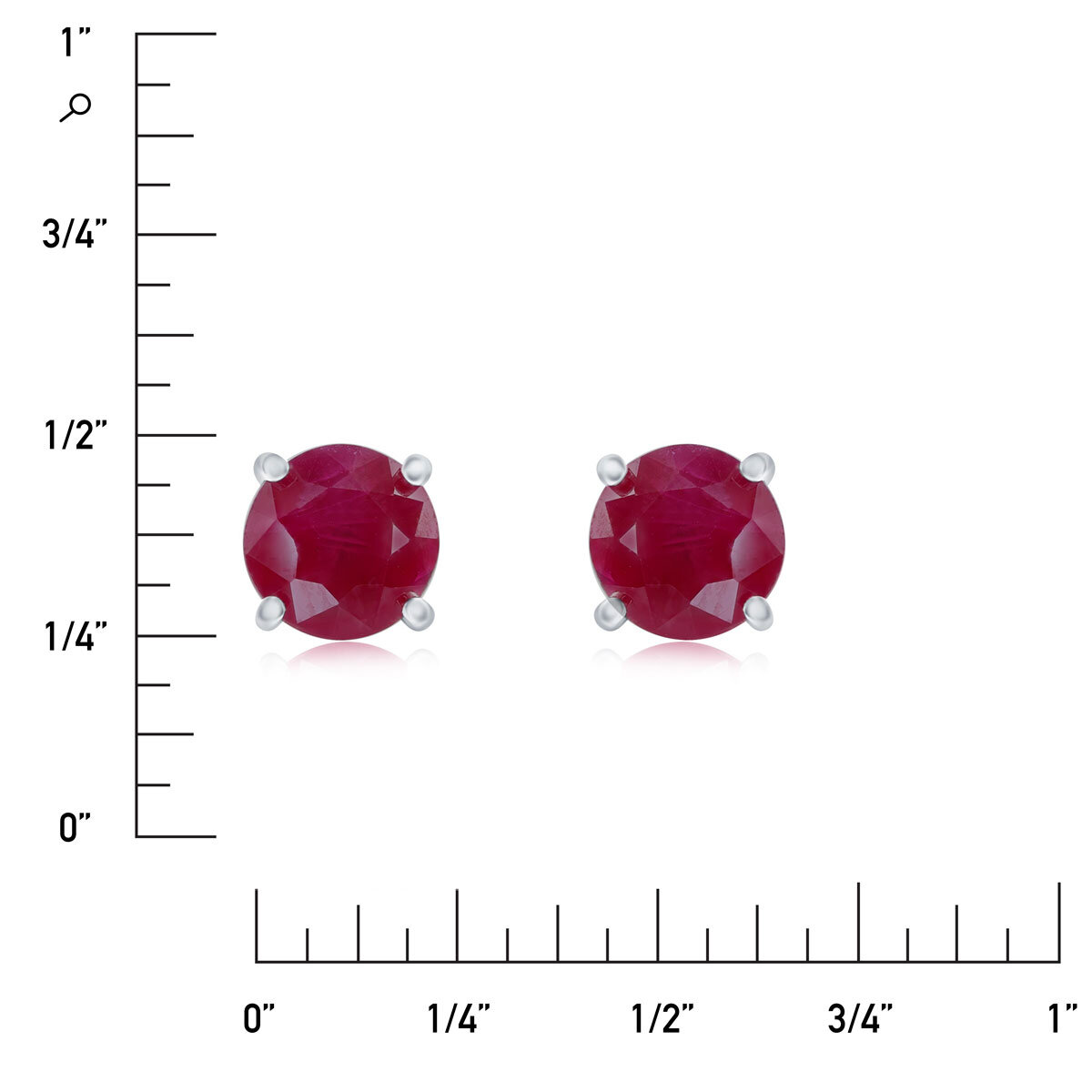 Round Cut Ruby Stud Earrings, 14ct White Gold