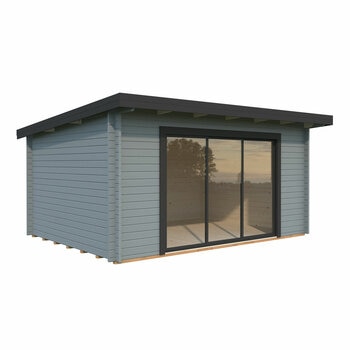 Palmako Lea 44mm Wooden Log Cabin in Light Grey 14ft 7" x 10ft 8" (4.5m x 3.3m)