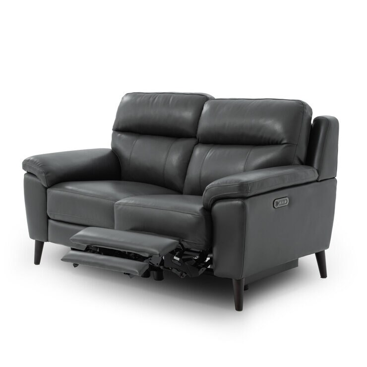 Grace Dark Grey Leather Power Reclining 2 Seater Sofa