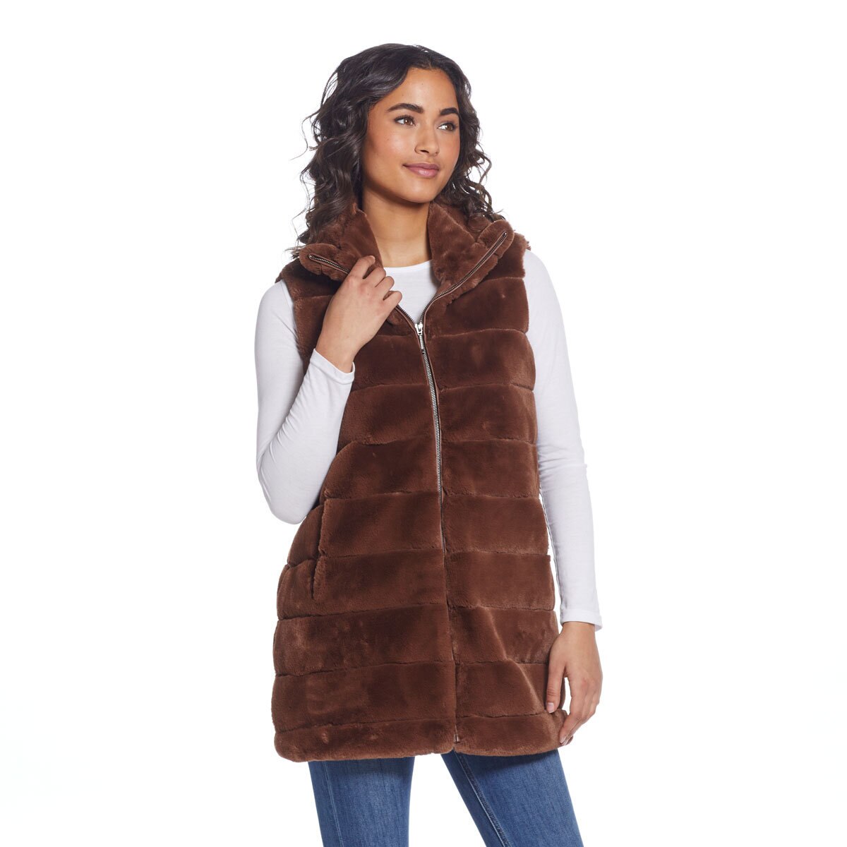 Weatherproof Ladies Faux Fur 3/4 Vest 