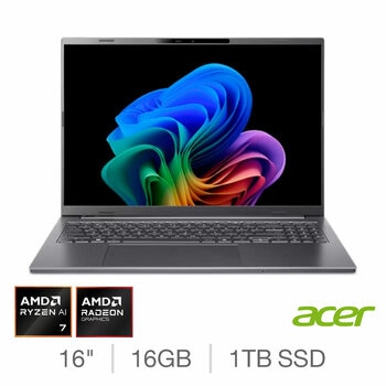 Acer Aspire 16 AI Copilot+PC, AMD Ryzen AI 7, 16GB RAM, 1TB SSD, 16 Inch OLED Laptop, NX.JP0EK.005