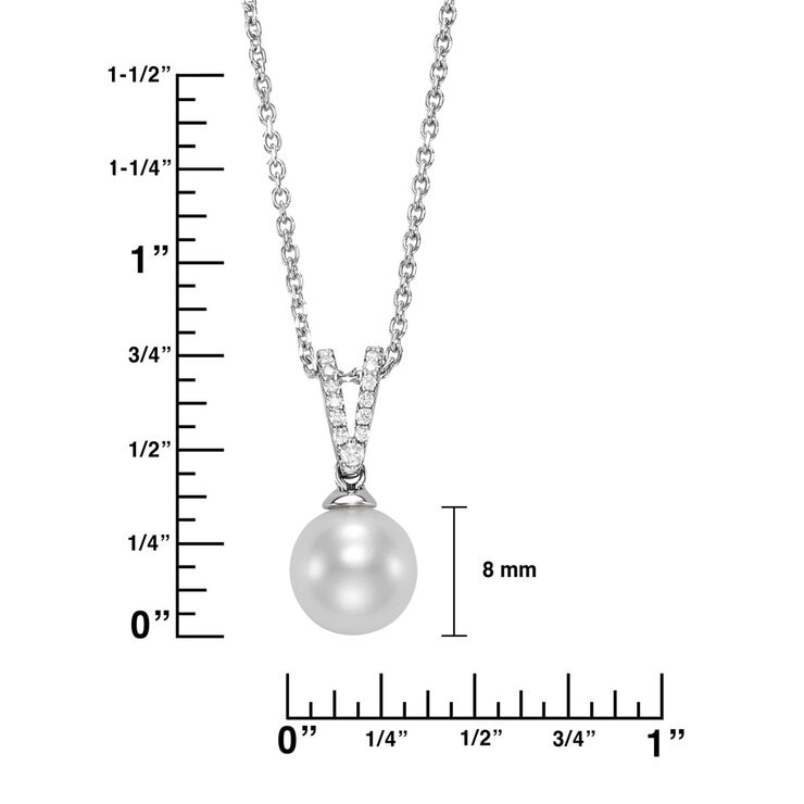 8.5-9mm Cultured Freshwater White Pearl Pendant, 18ct White Gold