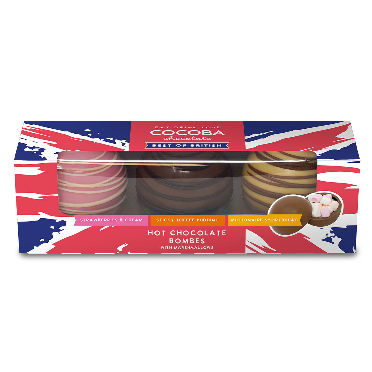 Cocoba Best Of British Hot Chocolate Bombes, 3 Pack