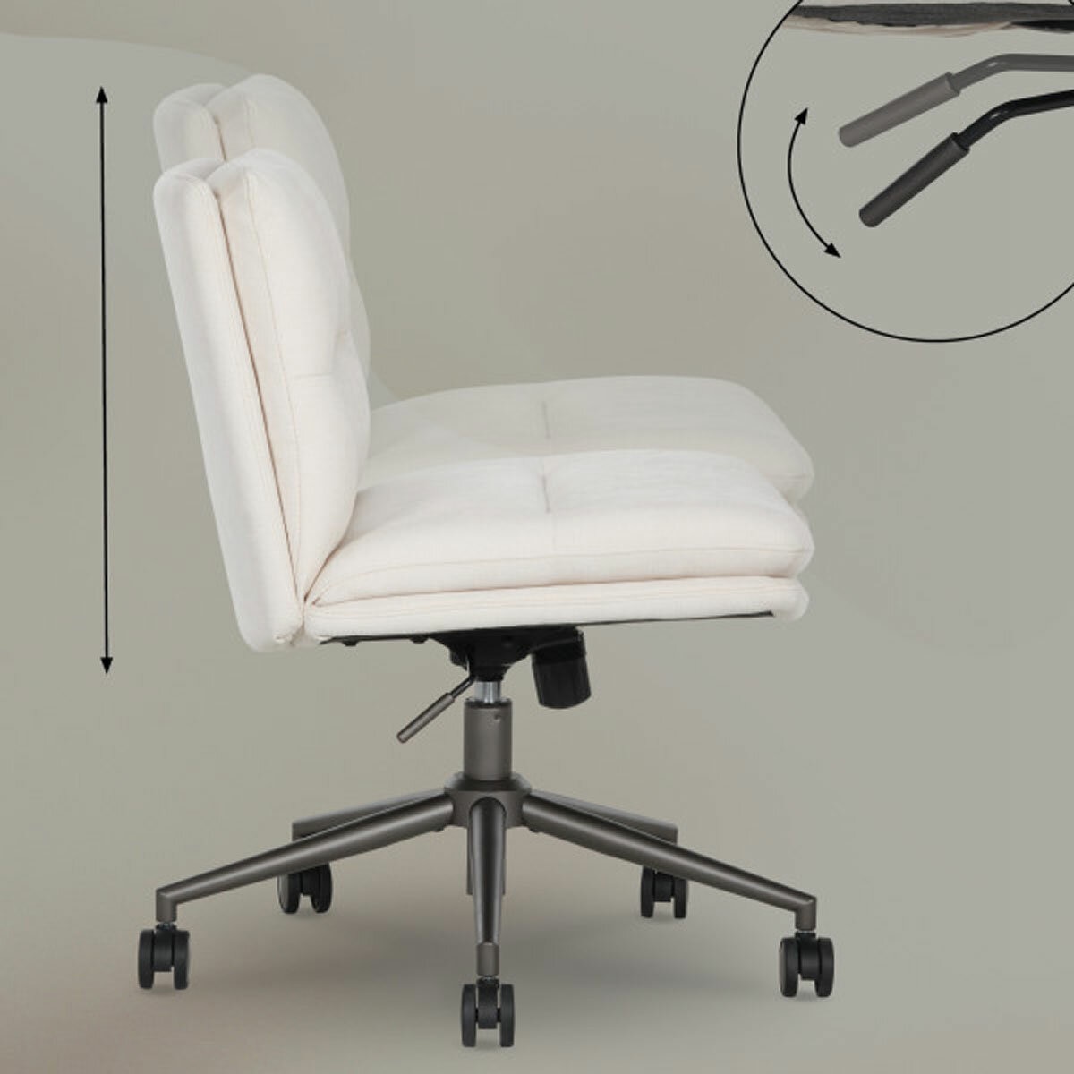 Elle Decor Gracie Criss-Cross Wide Office Chair, Cream