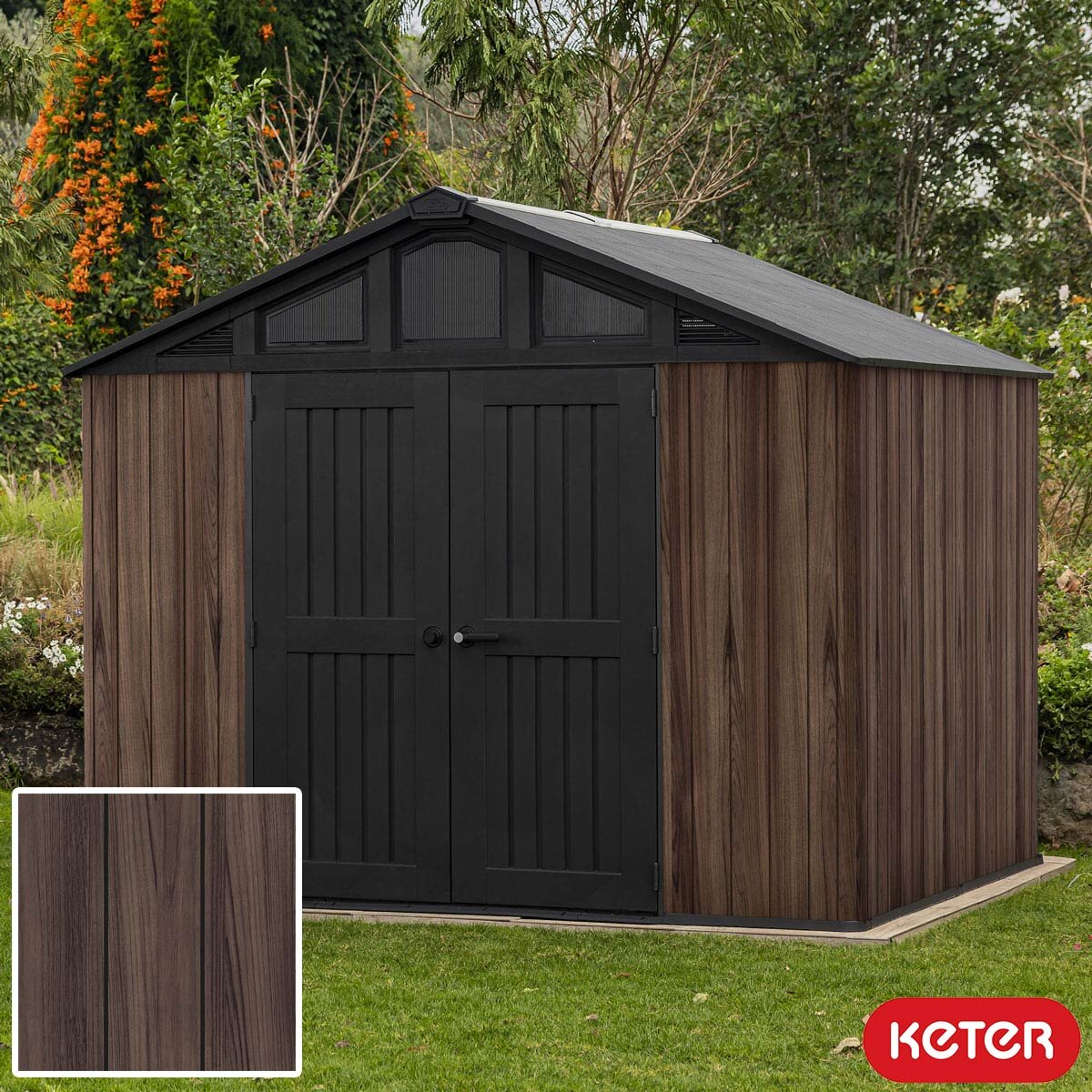 Keter Rosewood Stronghold 10ft x 8ft (3.05 x 2.43m) Storage Shed