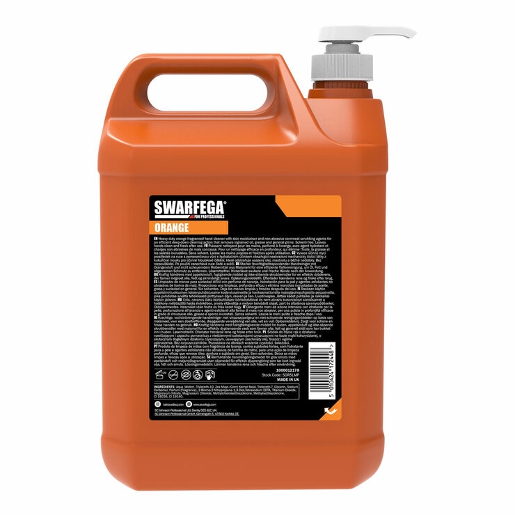 Swarfega 5L Orange Hand Cleanser Back Label