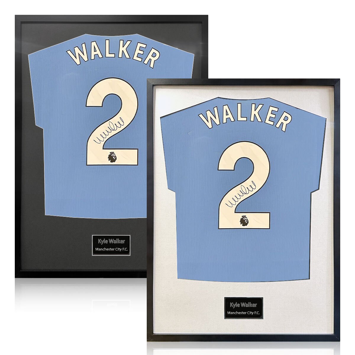 Kyle Walker Signed Framed Manchester City Football Shirt in 2 Options: White or Black Mount