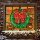 36 inch Light-Up Christmas Wreath Sculpture With Bow