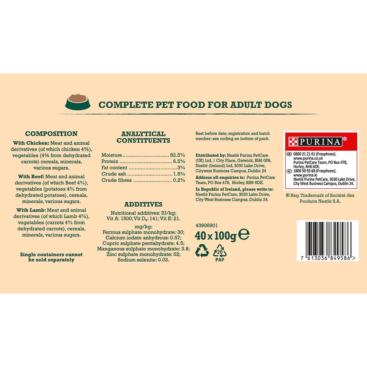 WINALOT Perfect Portions Dog Food Mixed in Gravy 40 x 100g (40 Pouches