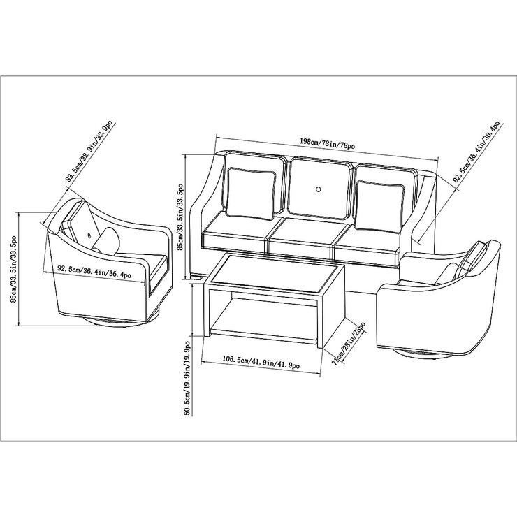 SunVilla Pelington 4 Piece Deep Seating Set