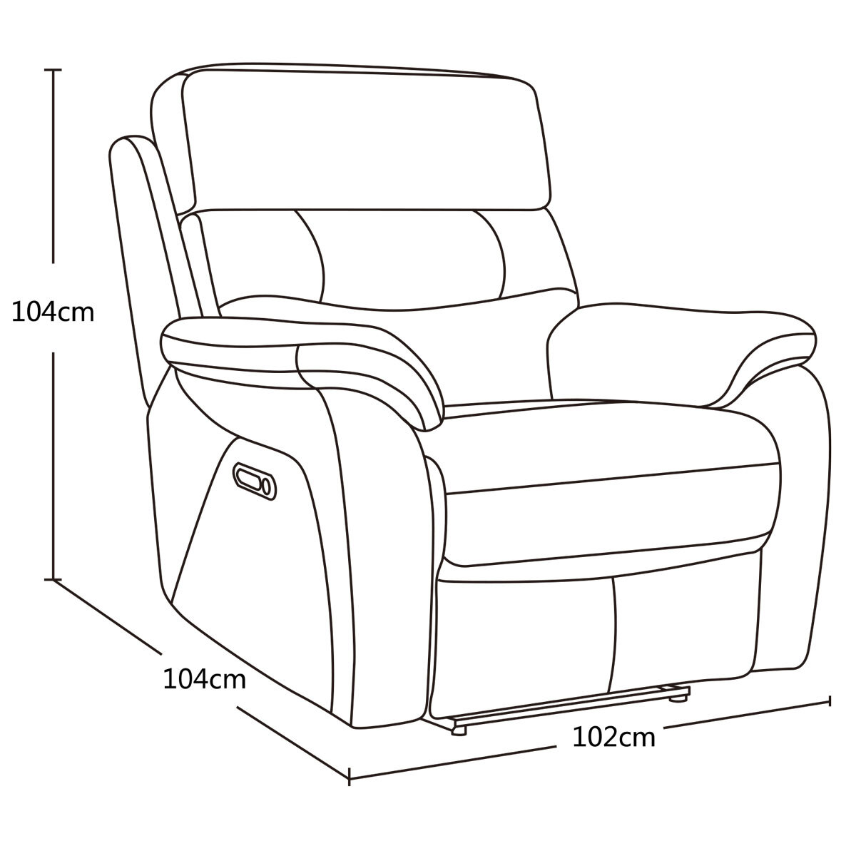 Fletcher Sofa Line Drawing with Dimensions