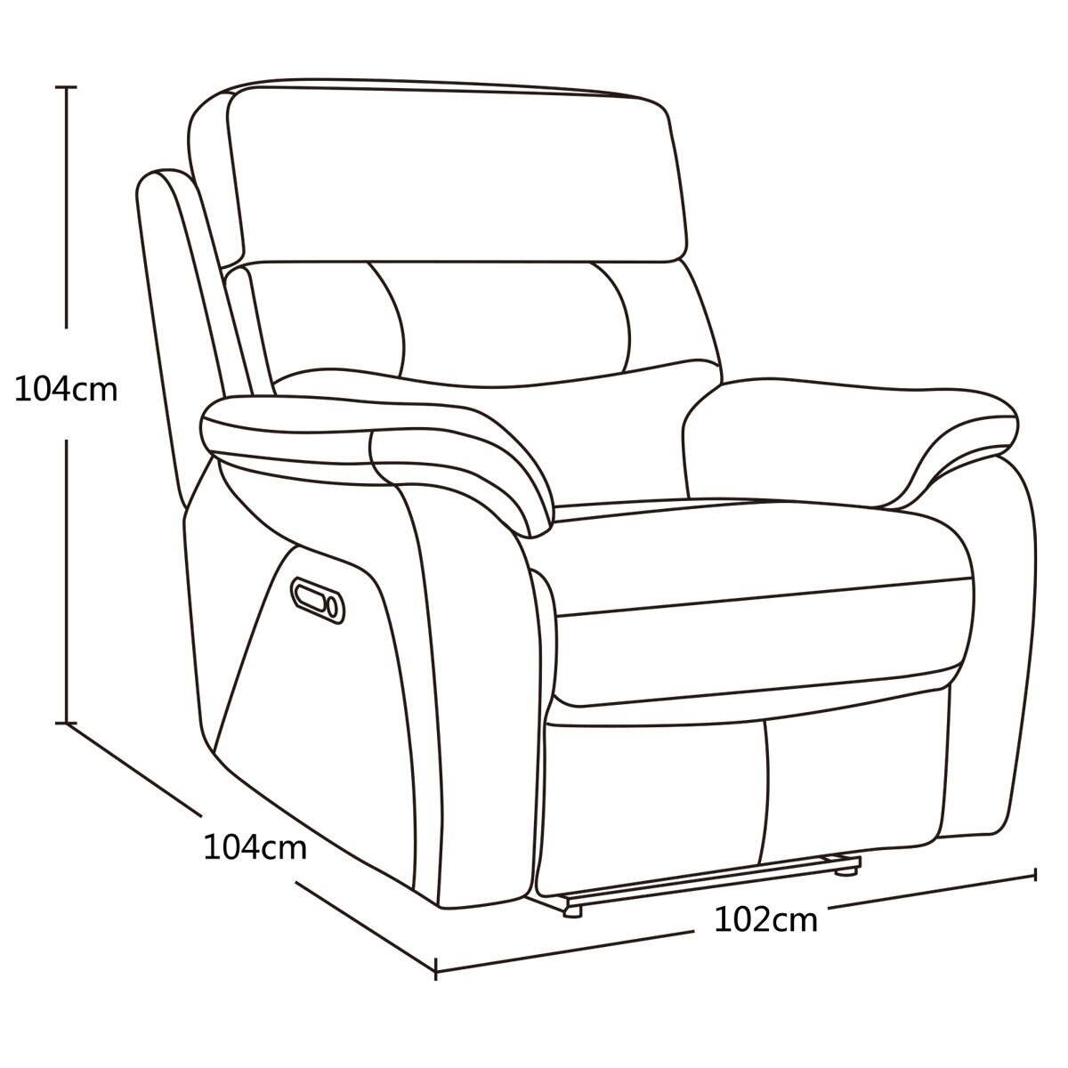 Fletcher Sofa Line Drawing with Dimensions