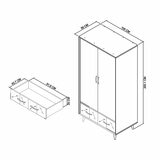 Bentley Designs Sienna Fumed Oak & Peppercorn Double Wardrobe