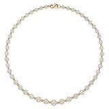 5-9m Cultured Freshwater White Pearl & Gold Bead Graduated Necklace, 14ct White Gold