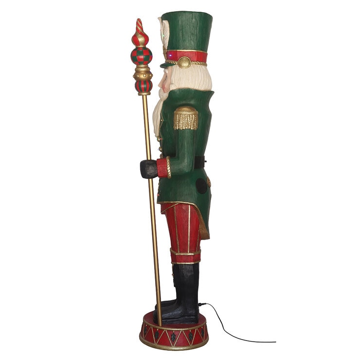 6ft Pre-lit Wood Carved Nutcracker
