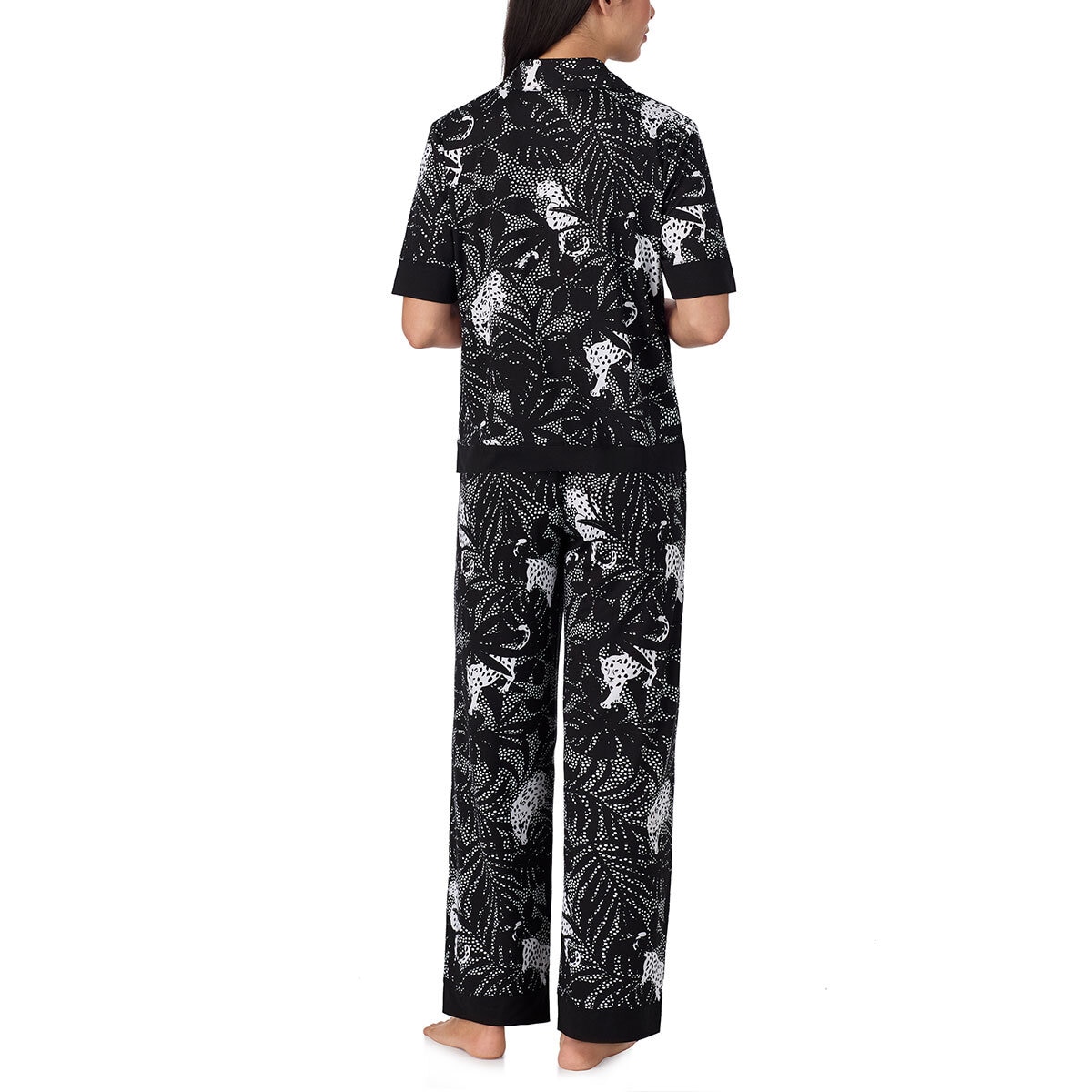 Room Service Ladies Notch Collar Pyjama Set in Black, Medium