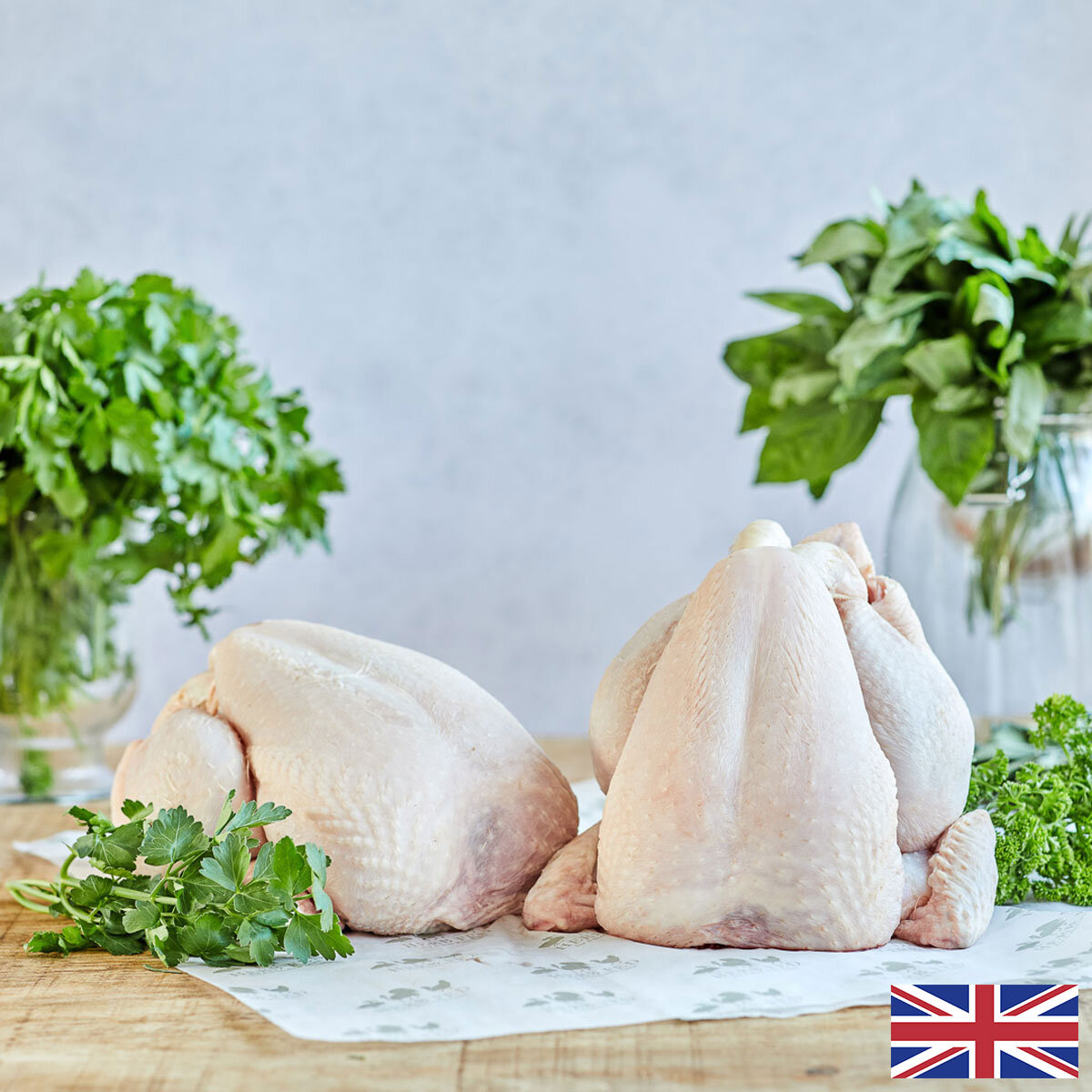 Herb Fed Free Range Whole Chickens, 2 x 2.2kg (Serves 6-8 people per Chicken)