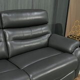 Fletcher Dark Grey Leather Power Reclining Large 2 Seater Sofa with Power Headrest