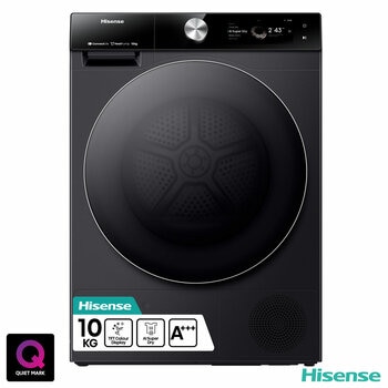 Hisense DH7S107BB, 10kg Heat Pump Tumble Dryer A+++ Rating in Black