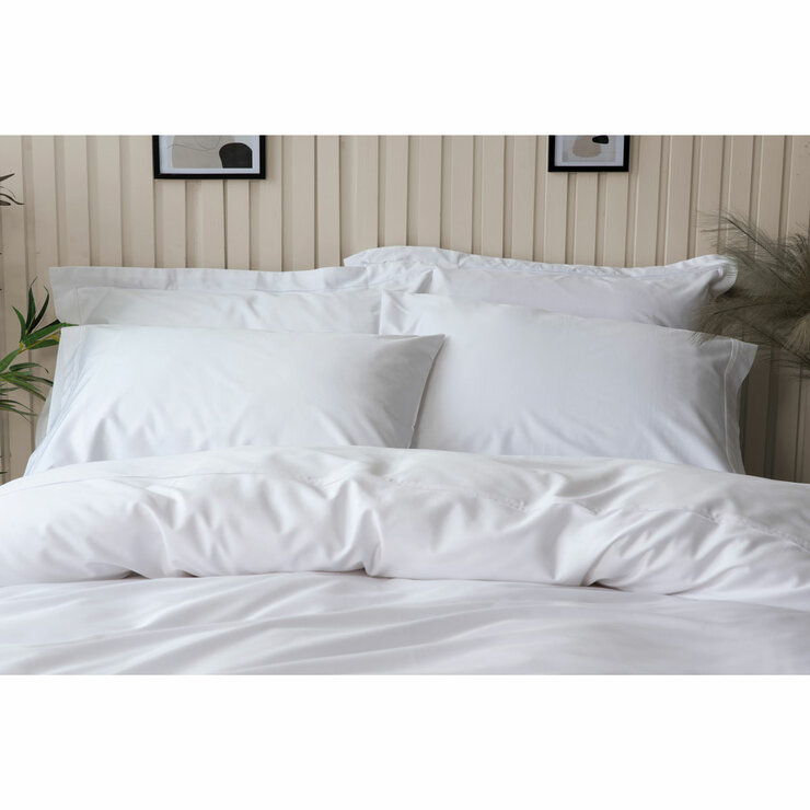 Belledorm Bamboo Cotton Blend White Duvet Cover Set in 4 Sizes