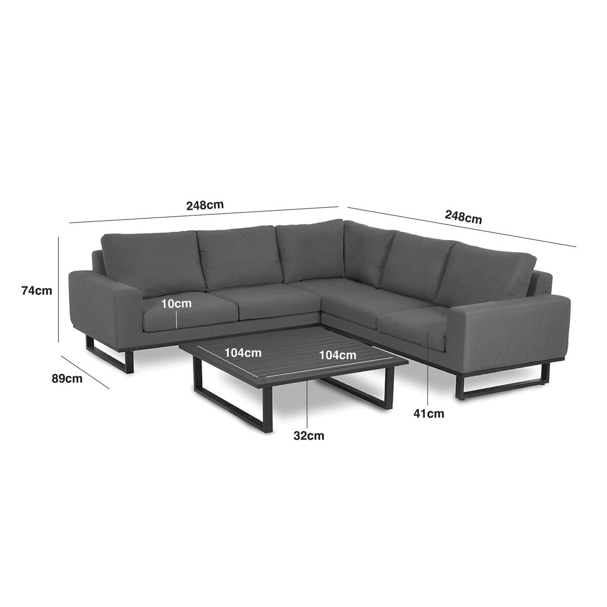 Maze Ethos Large Corner Patio Set + 10ft x 10ft Solar LED Cantilever Umbrella with Base