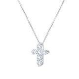 0.50ctw Round Brilliant Cut Diamond Cross Pendant, 14ct White Gold