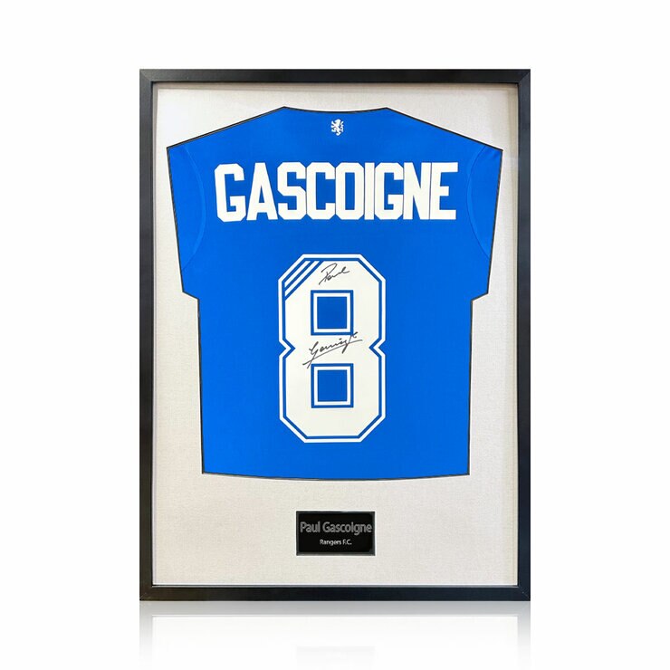 Paul Gascoigne Rangers Shirt Standard Frame - White Paul Gascoigne Rangers Shirt Standard Frame - White