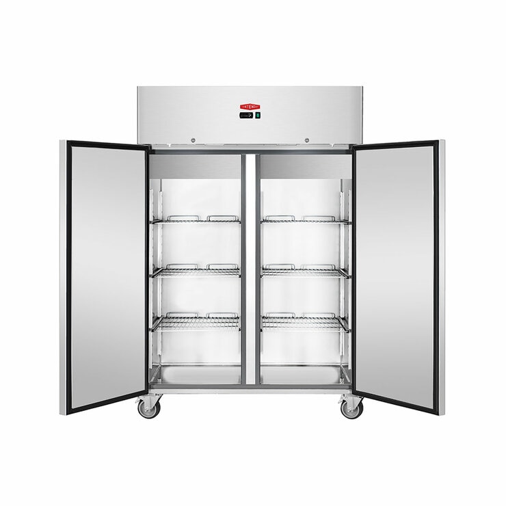 Contender FZU011 Commercial 1200L Double Door Freezer, E Rated in Stainless Steel