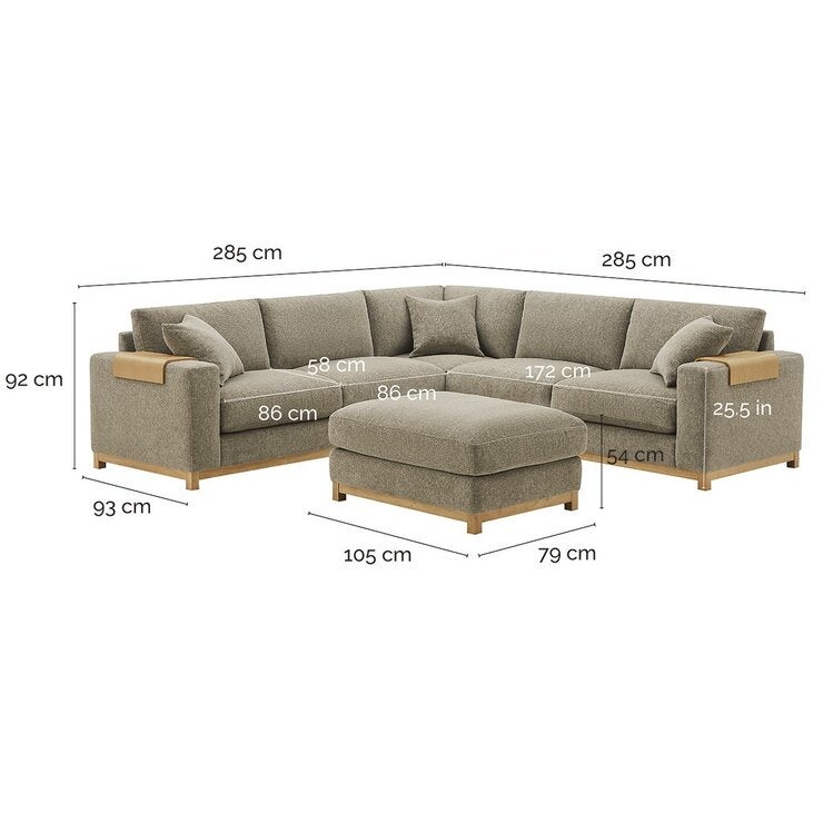 Aiden & Ivy Hawthorne Brown Fabric 4 Piece Corner Sofa