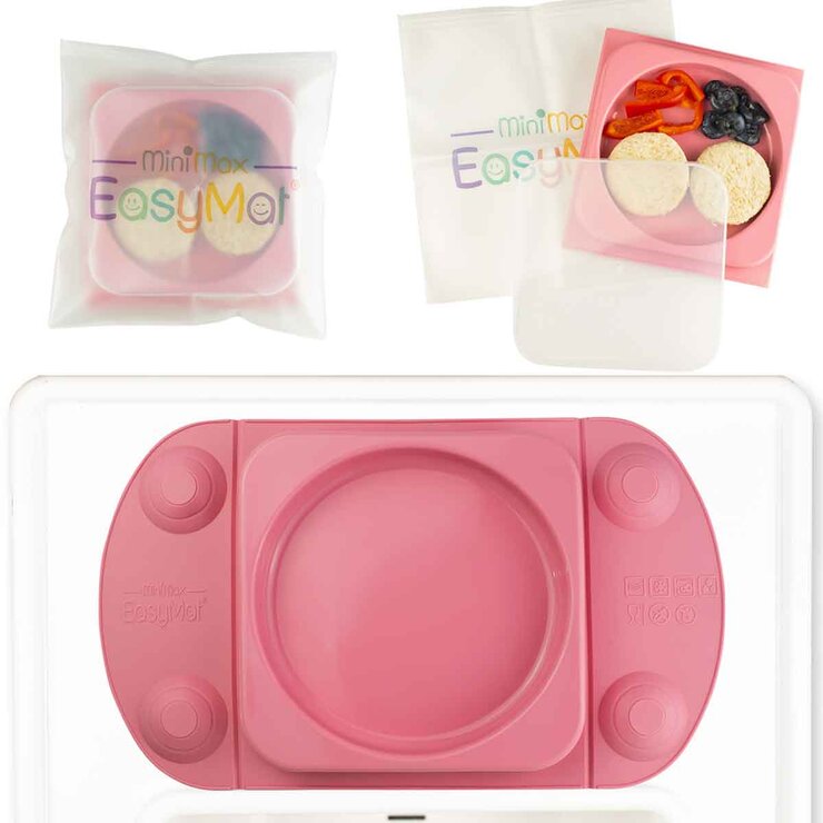 EasyTots EasyMat MiniMax Open Suction Weaning Plate in Pink EasyTots EasyMat MiniMax Open Suction Weaning Plate in Pink