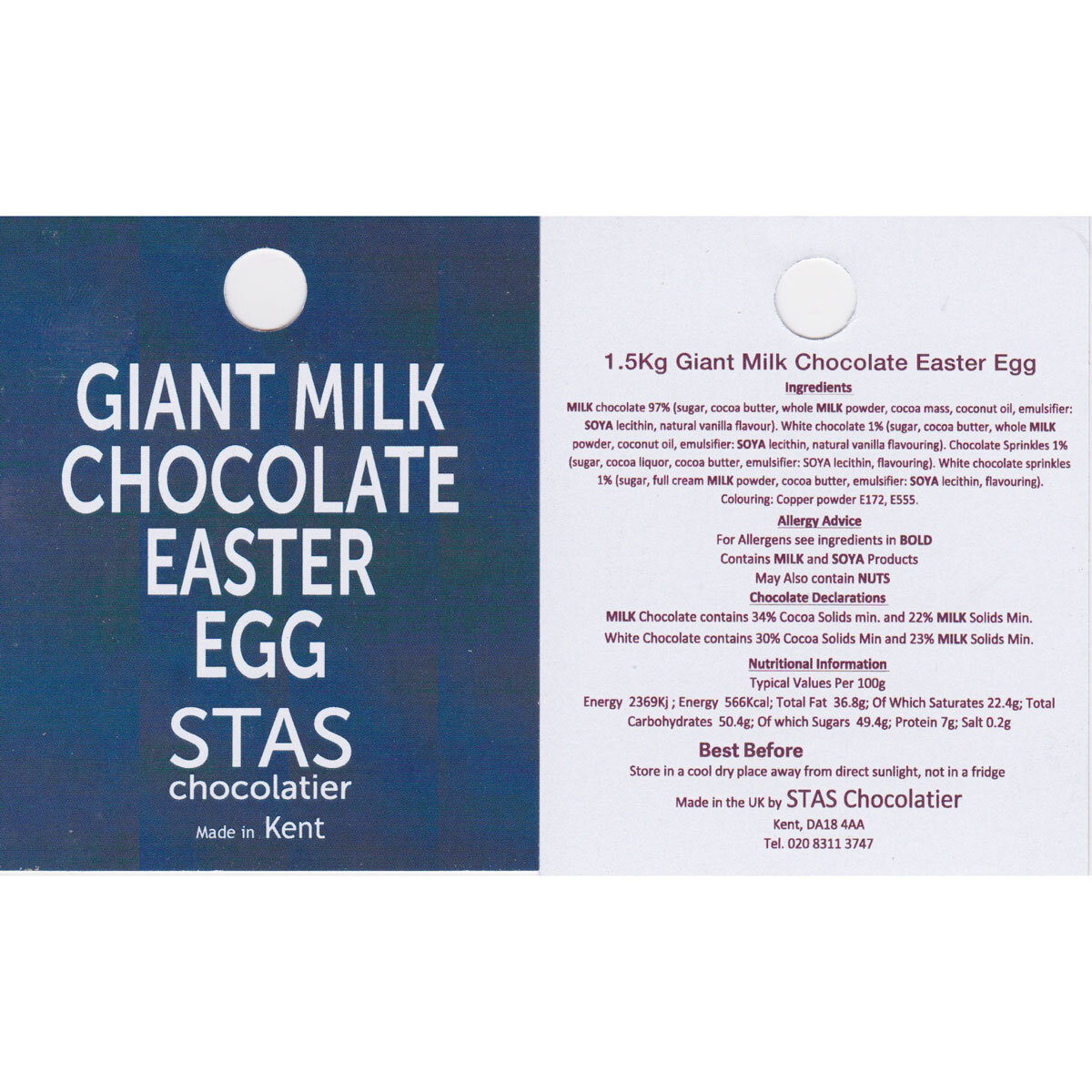 Easter striped egg (milk chocolate) - The Belgian Chocolate Makers