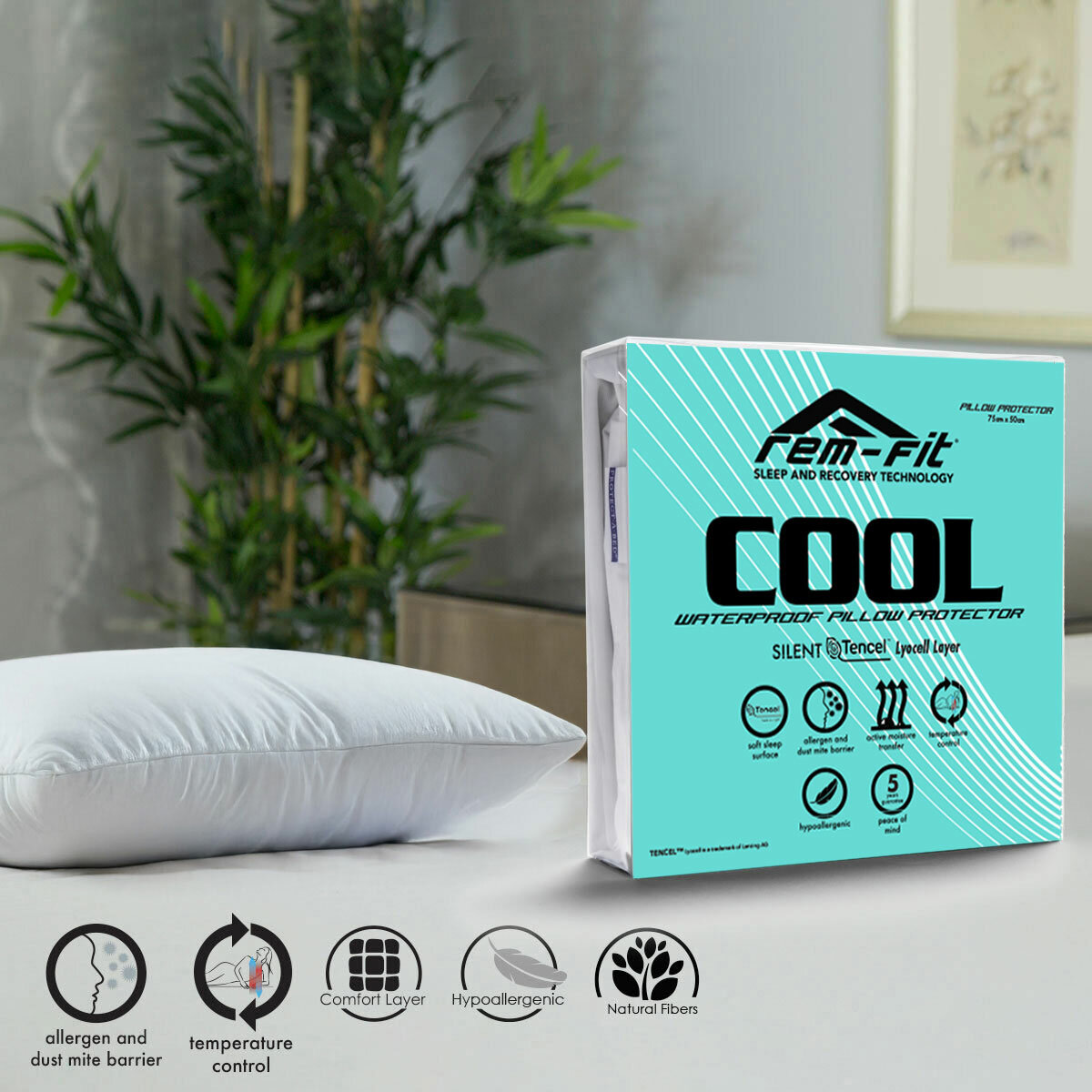 REM-Fit Tencel Cool Pillow Protector, 2 Pack REM-Fit Tencel Cool Pillow Protector, 2 Pack