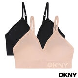 DKNY Seamless Bralette 2 Pack in Black & Sand