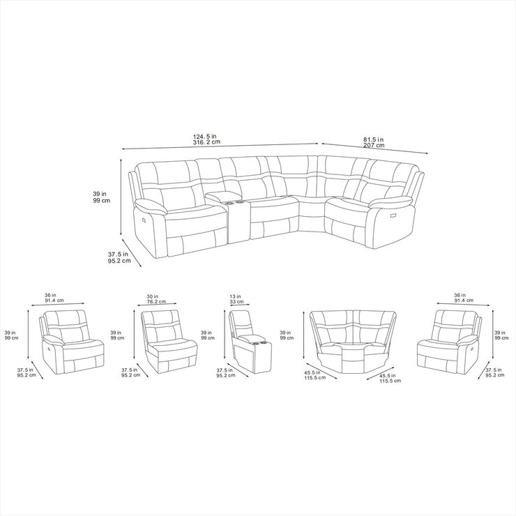 Jackson Grey Fabric Power Reclining Corner Sofa