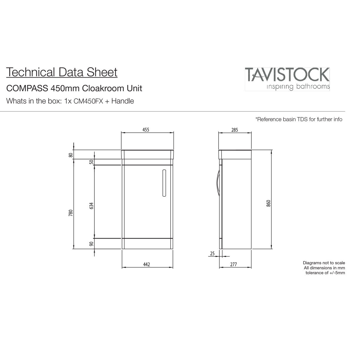 Tavistock Curve 450mm Floor Mounted Vanity Unit in Grey