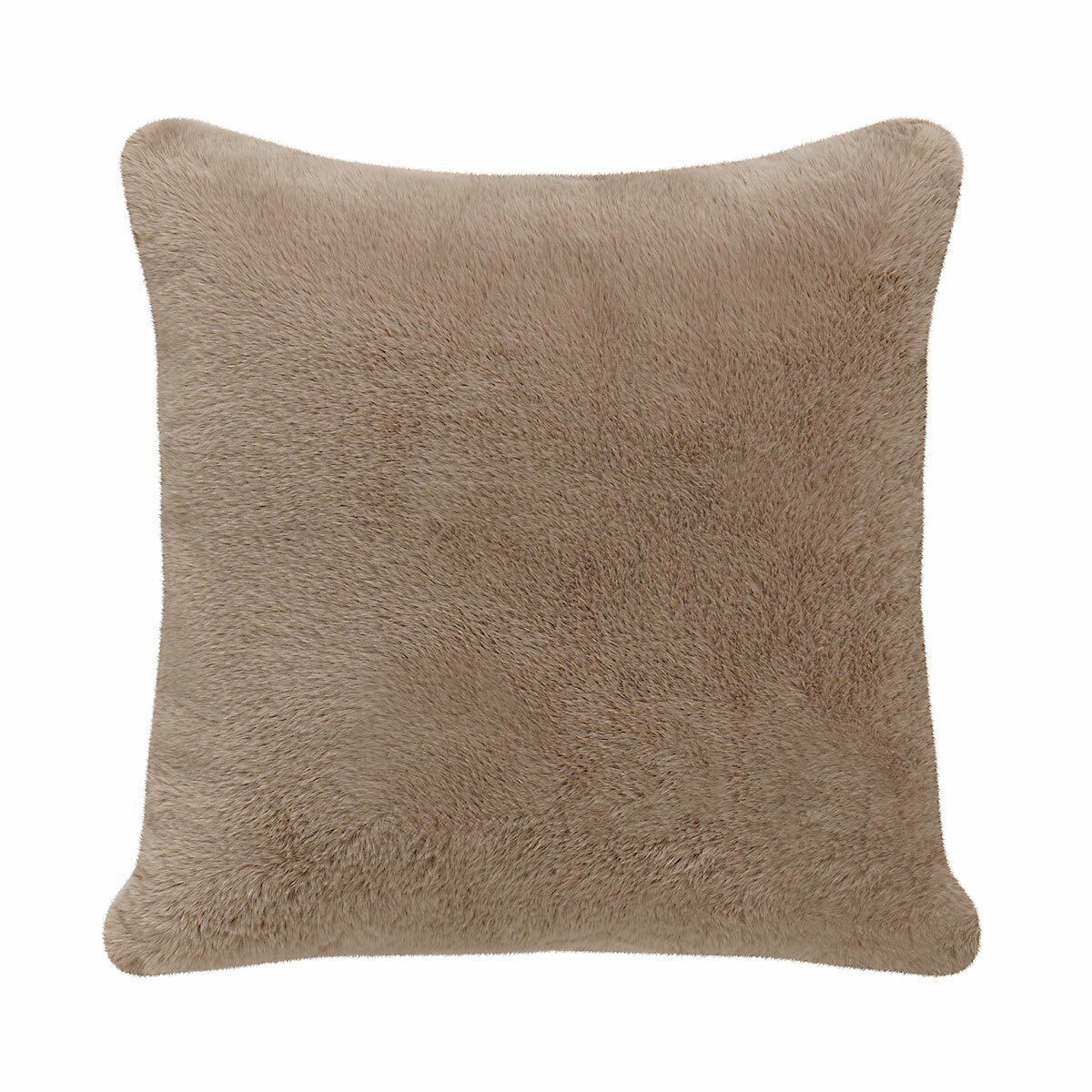 Super soft faux fur pillow in Taupe upclose