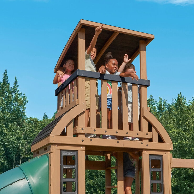 Lifestyle image of children in the lookout tower
