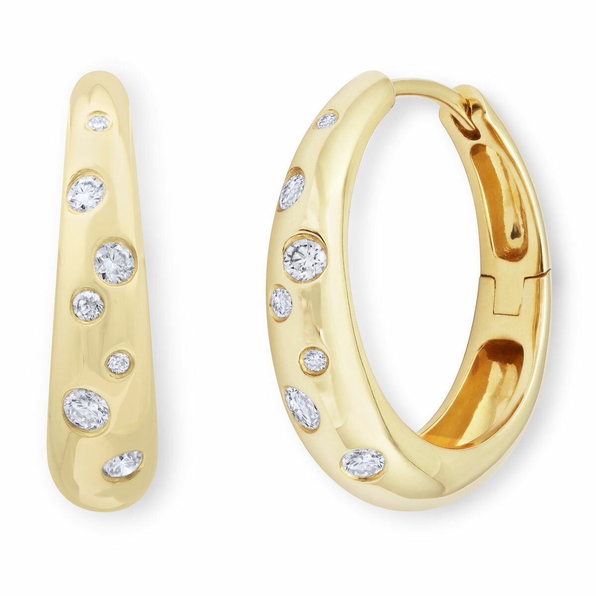 0.24ctw Round Brilliant Cut Diamond Hoop Earrings, 14ct Yellow Gold 0.24ctw Round Brilliant Cut Diamond Hoop Earrings, 14ct Yellow Gold
