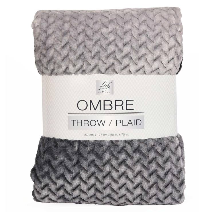 Life Comfort Ombre Jacquard Throw in Grey, 152 x 177 cm Costco UK