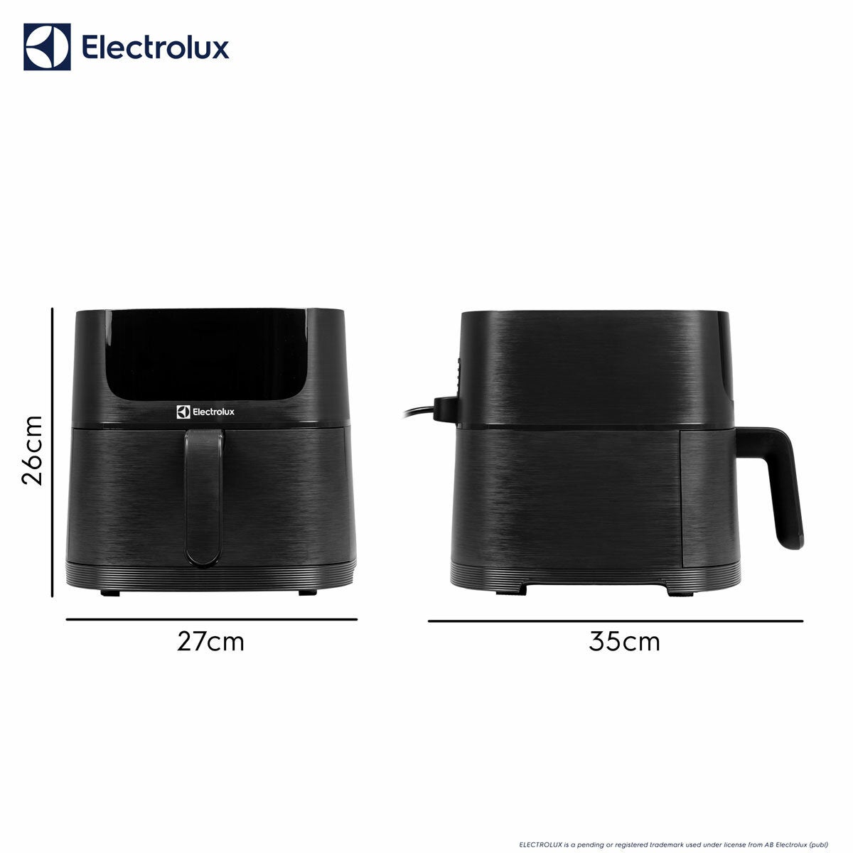 Image of dimensions on Electrolux SDA2982ELGRY 4L Air Fryer Image of dimensions on Electrolux SDA2982ELGRY 4L Air Fryer