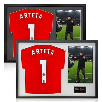 Mikel Arteta Signed Framed Arsenal Shirt including 1 Photo in 2 Options: White or Black Mount