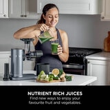 Lifestyle image of Ninja Cold Press Juicer showing powerful auger Lifestyle image of Ninja Cold Press Juicer showing powerful auger