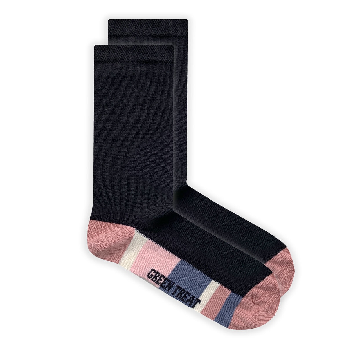 GreenTreat Women's Bamboo Socks, 8 Pack in Black with Coloured Soles