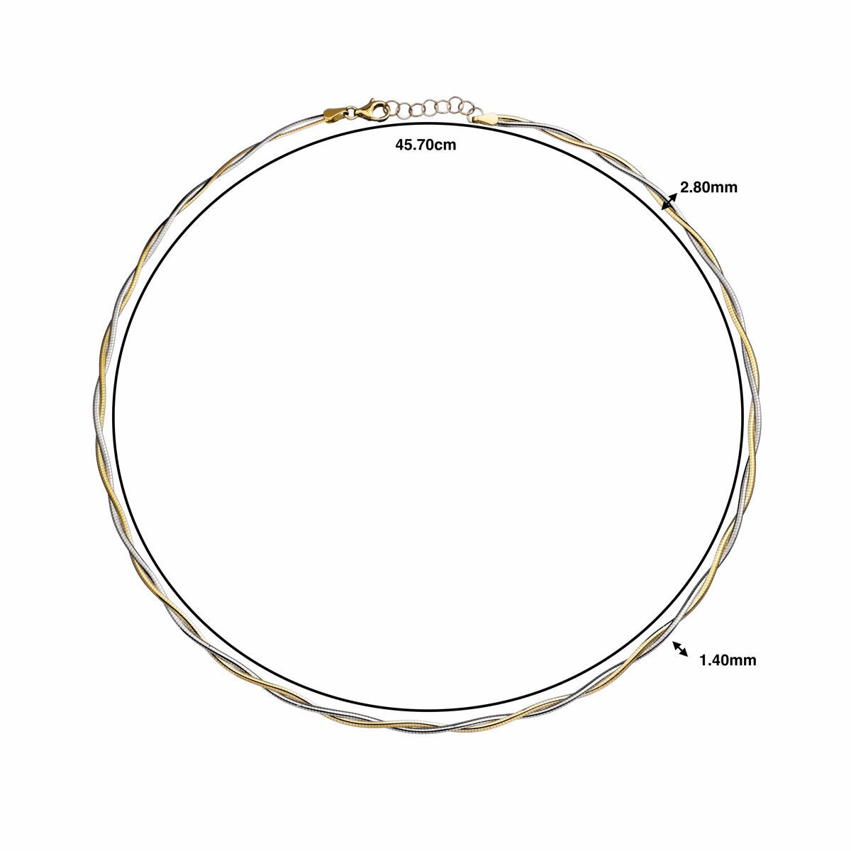 14ct Yellow & White Gold Two Tone Twisted Necklace