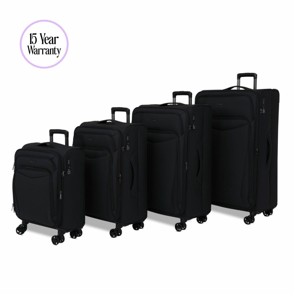 Rock Vitality Softshell Suitcase 4pc set in Black